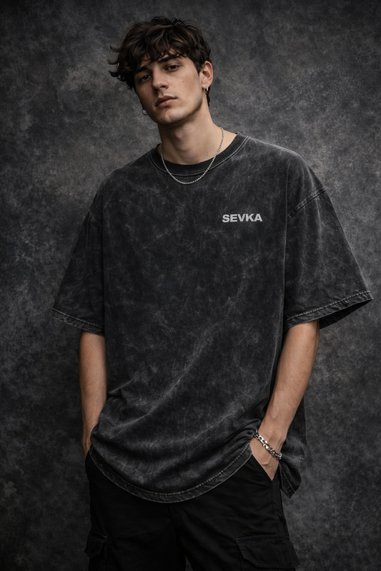 No One Cares — Oversized Acid Wash Tee