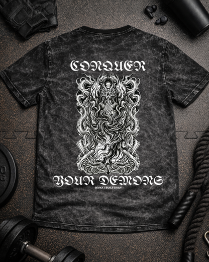 Conquer Your Demons — Oversized Acid Wash Tee